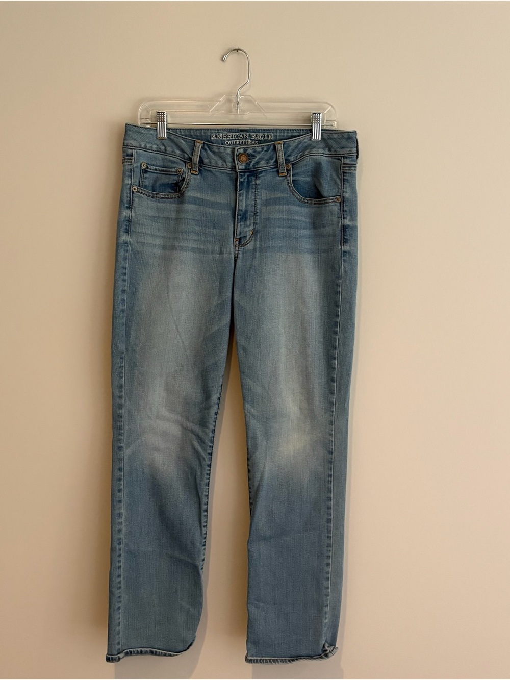 American Eagle Light Blue Women's Straight Super Stretch Jeans Size 14